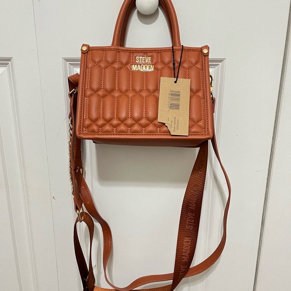 Steve Madden Brown Quilted Crossbody Bag